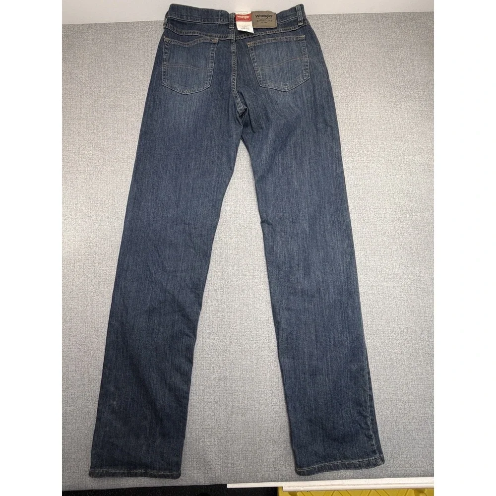 Wrangler Authentics Mens Straight Leg Jeans Dark Wash W32 L36 Denim NWT